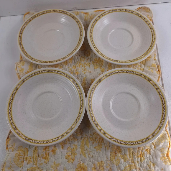 6 Vintage Franciscan Hacienda Gold Beige Speckled Saucers - 6 3/8" - Picture 4 of 8